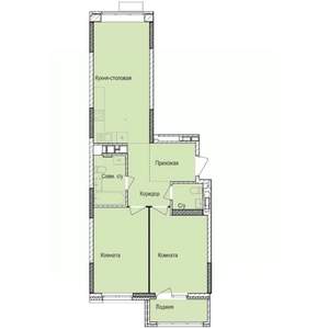 2-к квартира, строящийся дом, 66м2, 6/17 этаж