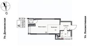 1-к квартира, строящийся дом, 27м2, 13/17 этаж
