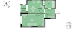 1-к квартира, вторичка, 36м2, 7/17 этаж