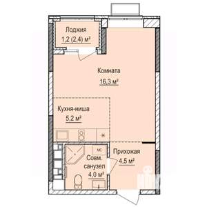 Студия квартира, строящийся дом, 31м2, 2/17 этаж