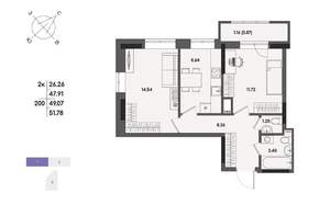 2-к квартира, вторичка, 49м2, 15/17 этаж