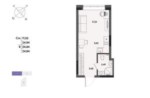 Студия квартира, вторичка, 25м2, 2/17 этаж