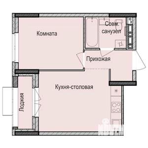 1-к квартира, строящийся дом, 34м2, 4/17 этаж
