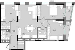 3-к квартира, вторичка, 94м2, 9/16 этаж