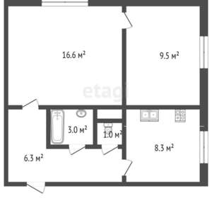 2-к квартира, вторичка, 45м2, 1/3 этаж
