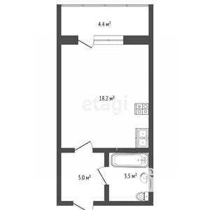 Студия квартира, вторичка, 31м2, 12/17 этаж