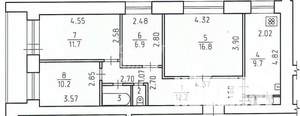 4-к квартира, вторичка, 72м2, 6/12 этаж