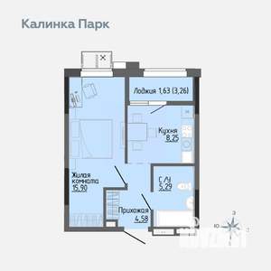 1-к квартира, вторичка, 35м2, 4/17 этаж