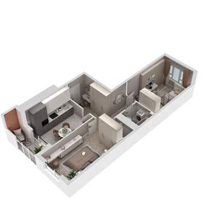 2-к квартира, строящийся дом, 56м2, 2/17 этаж