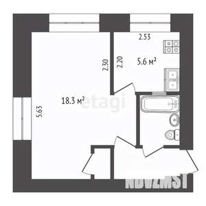 1-к квартира, вторичка, 31м2, 5/5 этаж