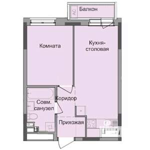 1-к квартира, строящийся дом, 38м2, 2/17 этаж