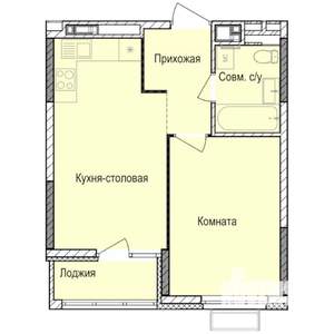 1-к квартира, строящийся дом, 38м2, 15/17 этаж
