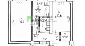 2-к квартира, вторичка, 43м2, 1/5 этаж