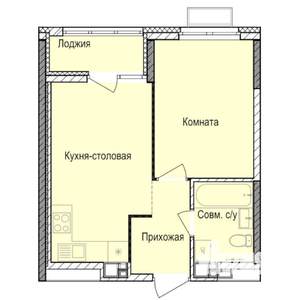 1-к квартира, строящийся дом, 35м2, 6/17 этаж
