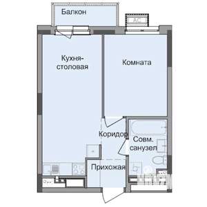 1-к квартира, строящийся дом, 38м2, 14/17 этаж
