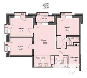 3-к квартира, вторичка, 85м2, 7/17 этаж