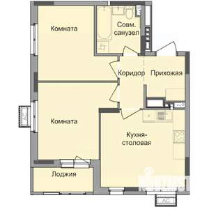 2-к квартира, строящийся дом, 55м2, 16/17 этаж