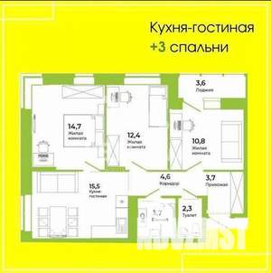 3-к квартира, вторичка, 71м2, 13/17 этаж