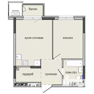 1-к квартира, строящийся дом, 40м2, 7/16 этаж