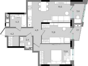 2-к квартира, вторичка, 67м2, 12/16 этаж
