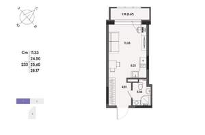 Студия квартира, вторичка, 26м2, 17/17 этаж