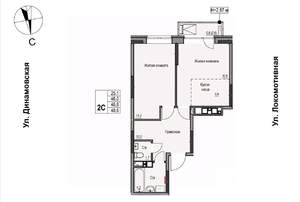 2-к квартира, строящийся дом, 47м2, 3/17 этаж
