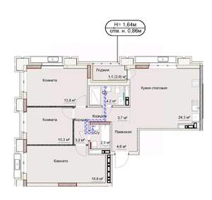 4-к квартира, сданный дом, 86м2, 3/17 этаж