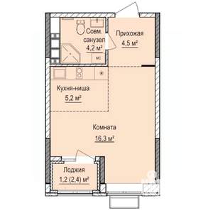 Студия квартира, строящийся дом, 31м2, 15/17 этаж