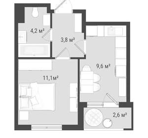1-к квартира, вторичка, 31м2, 13/25 этаж