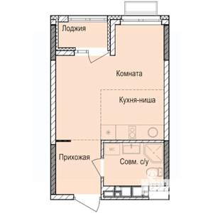Студия квартира, строящийся дом, 26м2, 11/17 этаж