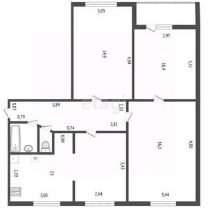 4-к квартира, вторичка, 69м2, 6/9 этаж