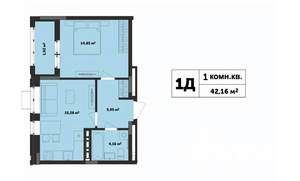 1-к квартира, строящийся дом, 42м2, 7/17 этаж