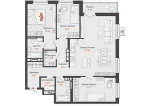 3-к квартира, вторичка, 101м2, 10/13 этаж