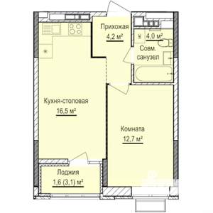 1-к квартира, строящийся дом, 39м2, 7/17 этаж
