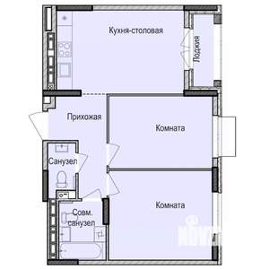 2-к квартира, строящийся дом, 56м2, 4/17 этаж