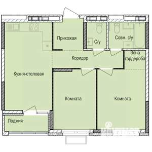 2-к квартира, строящийся дом, 58м2, 5/17 этаж
