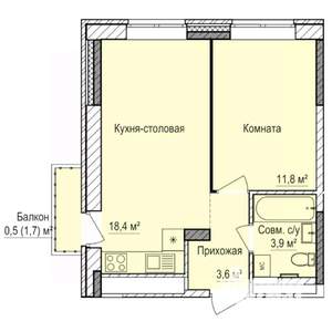 1-к квартира, строящийся дом, 38м2, 9/17 этаж