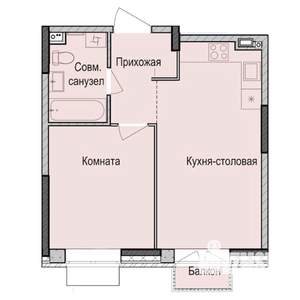 1-к квартира, строящийся дом, 39м2, 2/17 этаж