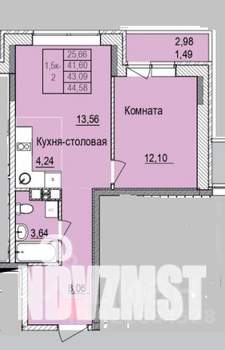 2-к квартира, вторичка, 44м2, 3/17 этаж