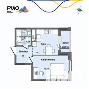 1-к квартира, вторичка, 34м2, 9/17 этаж