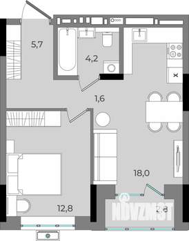 1-к квартира, вторичка, 45м2, 2/16 этаж