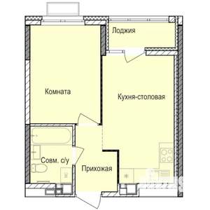 1-к квартира, строящийся дом, 36м2, 2/17 этаж