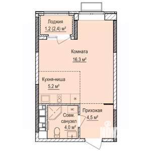 Студия квартира, строящийся дом, 31м2, 5/17 этаж