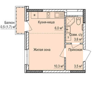 Студия квартира, вторичка, 24м2, 3/17 этаж