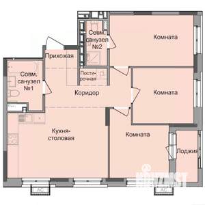 3-к квартира, строящийся дом, 77м2, 2/17 этаж