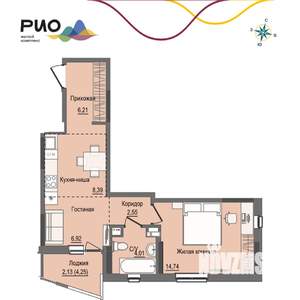 1-к квартира, вторичка, 45м2, 9/17 этаж