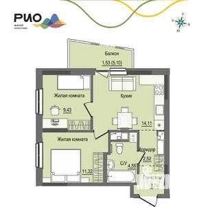 2-к квартира, вторичка, 46м2, 17/17 этаж