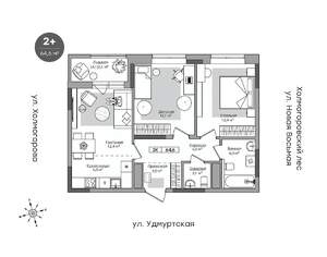 2-к квартира, строящийся дом, 63м2, 2/17 этаж