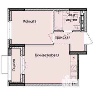 1-к квартира, строящийся дом, 34м2, 6/17 этаж
