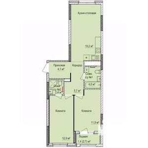2-к квартира, строящийся дом, 62м2, 3/17 этаж